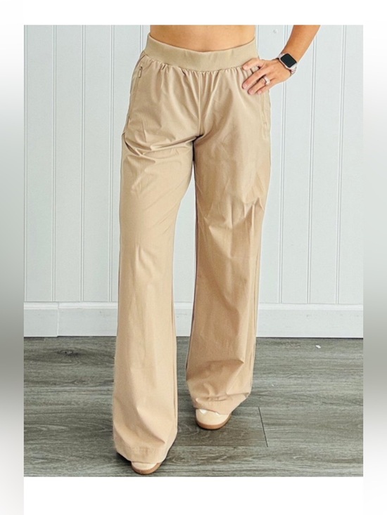 rae mode Pants - Beige Wide-Leg Pull-On Pants with Stretch Waist